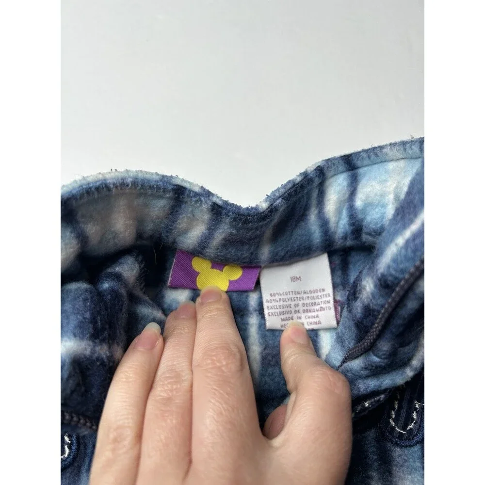 Vintage y2k Winnie the Pooh Disney Blue White fleece plaid zip up jacket 18M